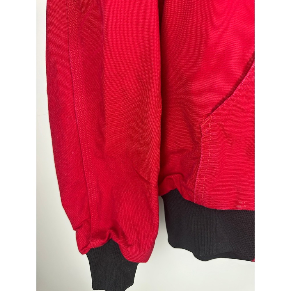 Carhartt Distressed Red Lined Hooded Jacket USA Coat *Company Logo XL Tall - Picture 10 of 15